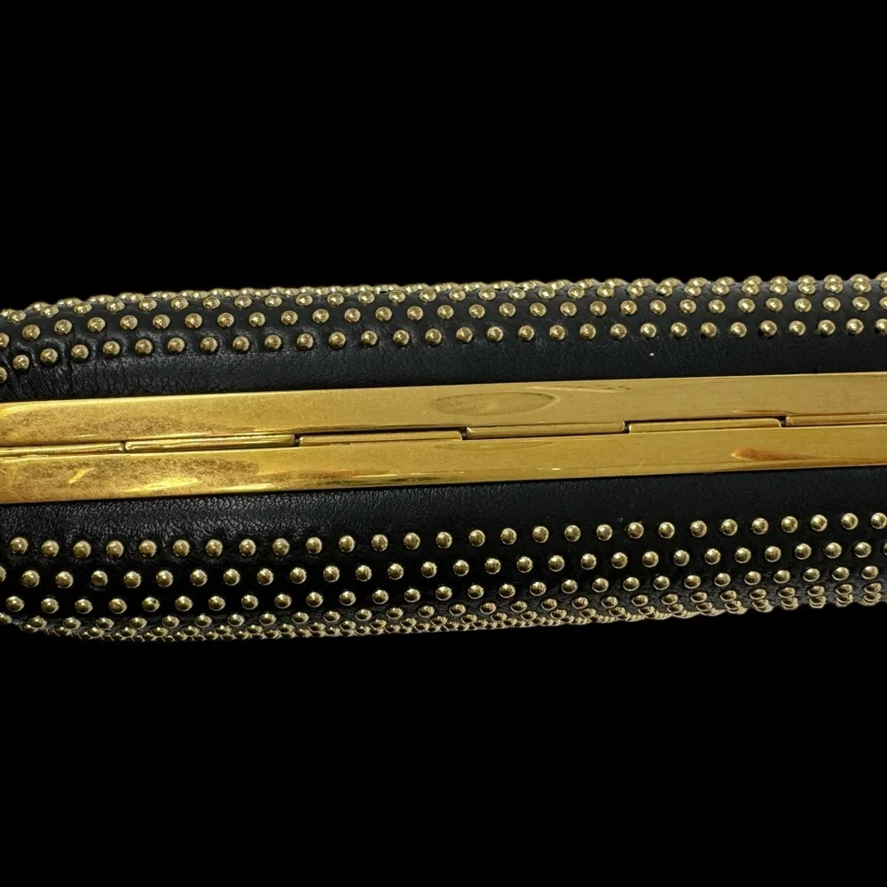 Alexander McQueen Studded Skull Convertible Clutch Black & Gold✨ Retail: $1,600 - Picture 3 of 8